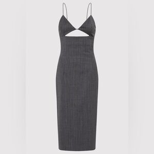 ST. AGNI Pinstripe Bra Dress Stone Blue Stripe Midi XS $465